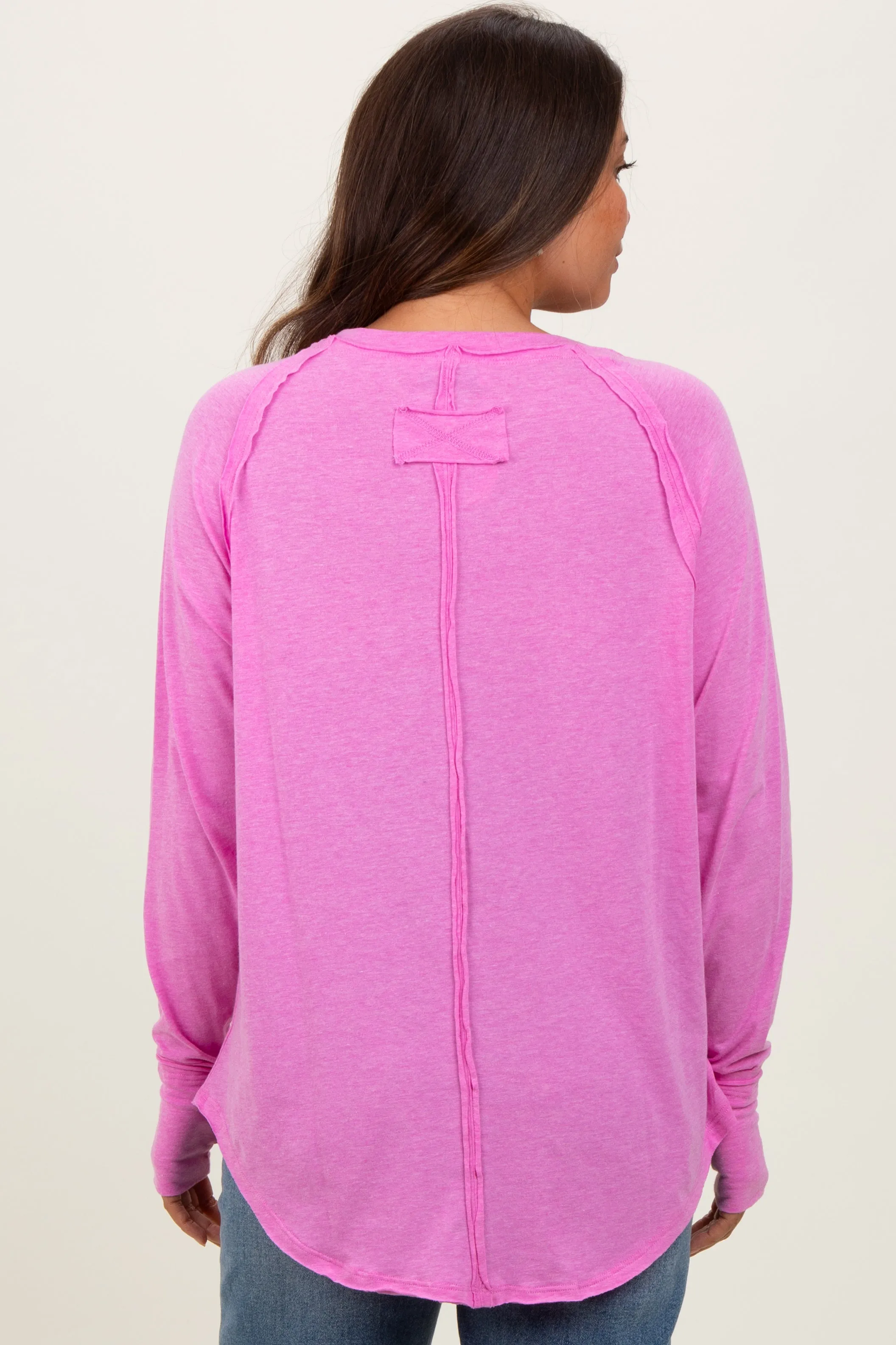 Pink Heather Exposed Seam Long Sleeve Maternity Top sold by Pinkblush product image thumbnail 4