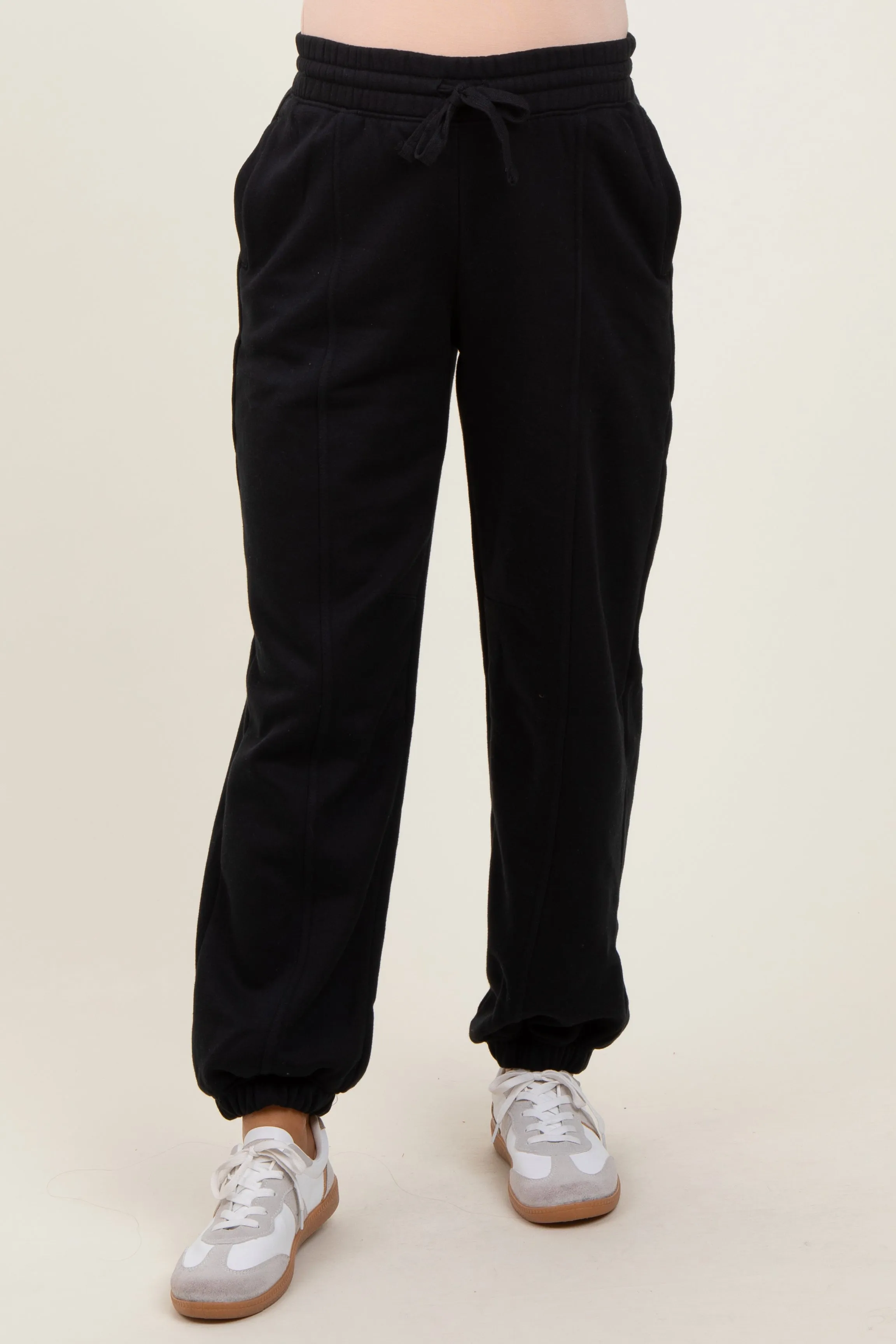 Black Drawstring Relaxed Fit Maternity Sweatpants sold by Pinkblush product image thumbnail 3