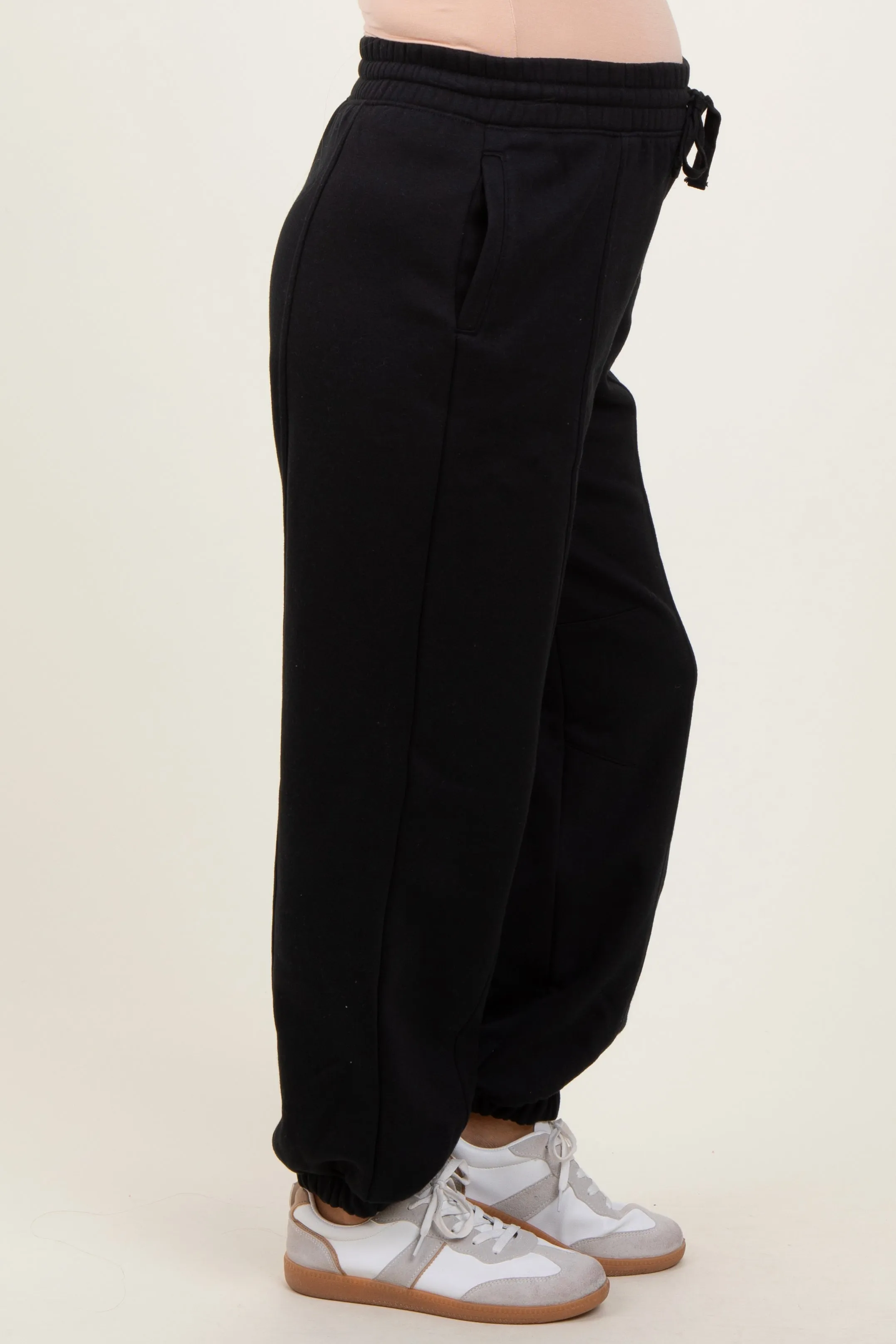Black Drawstring Relaxed Fit Maternity Sweatpants sold by Pinkblush product image thumbnail 4
