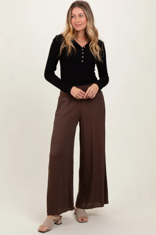 Brown Wide Smock Waist Pants sold by Pinkblush