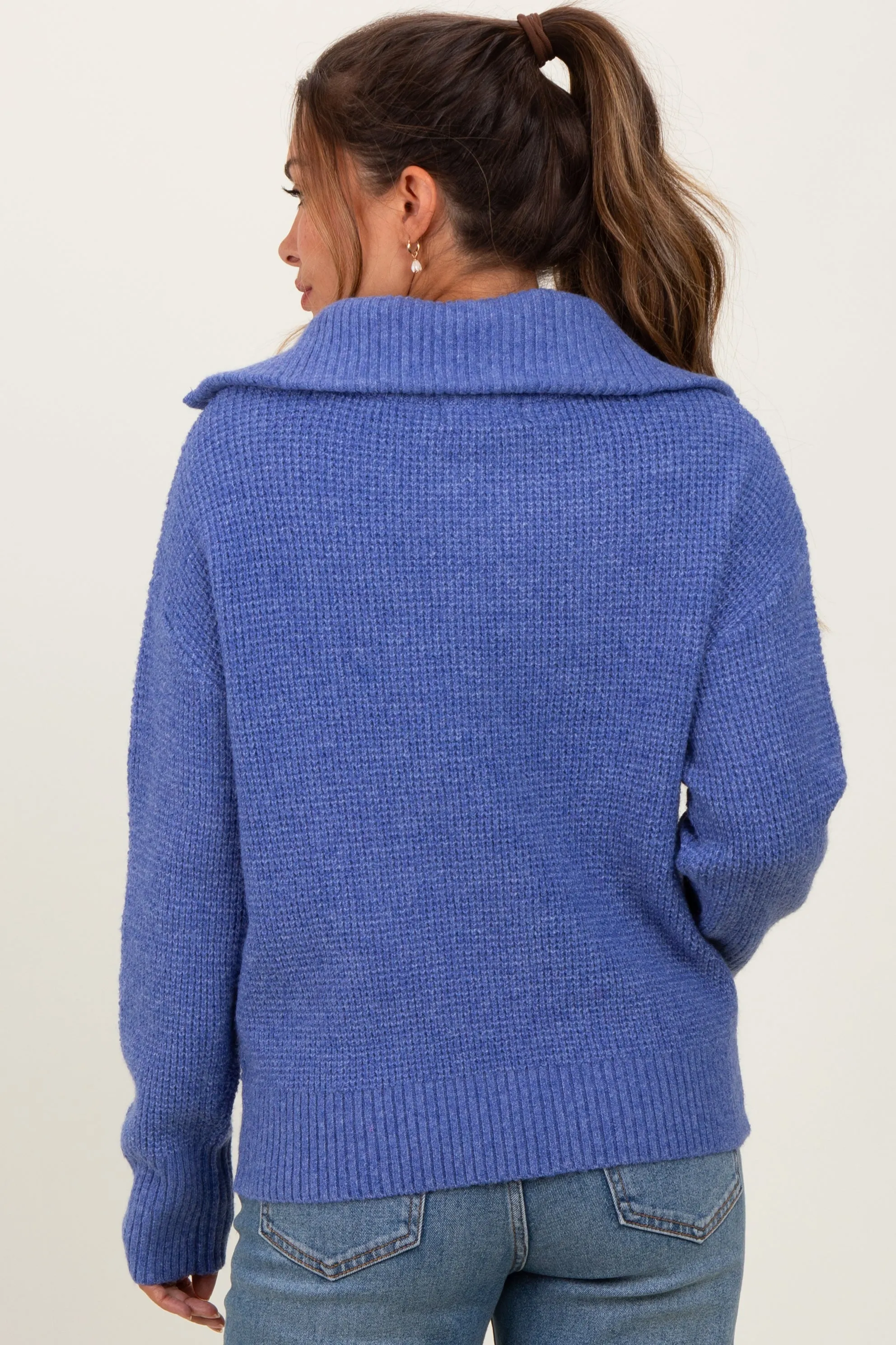 Periwinkle Half Zip Maternity Pullover Sweater sold by Pinkblush product image thumbnail 4