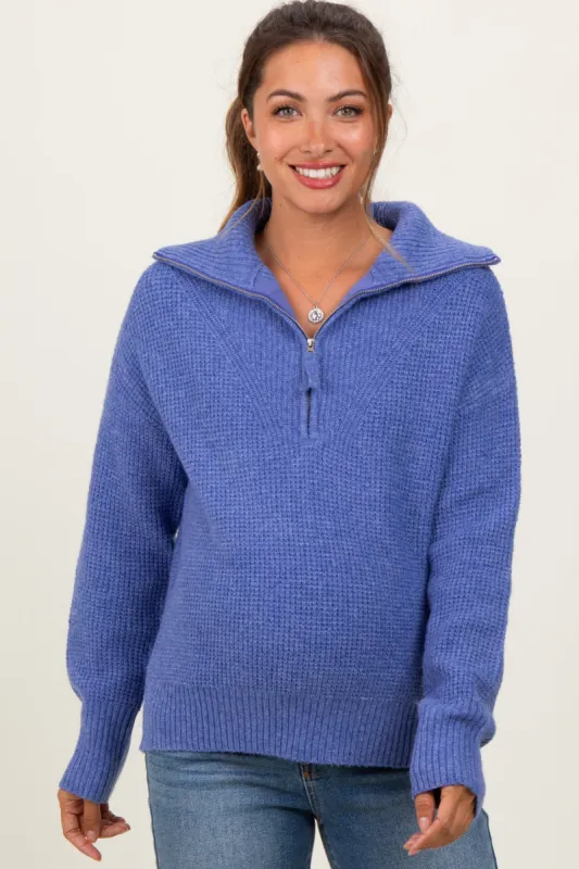 Periwinkle Half Zip Maternity Pullover Sweater sold by Pinkblush