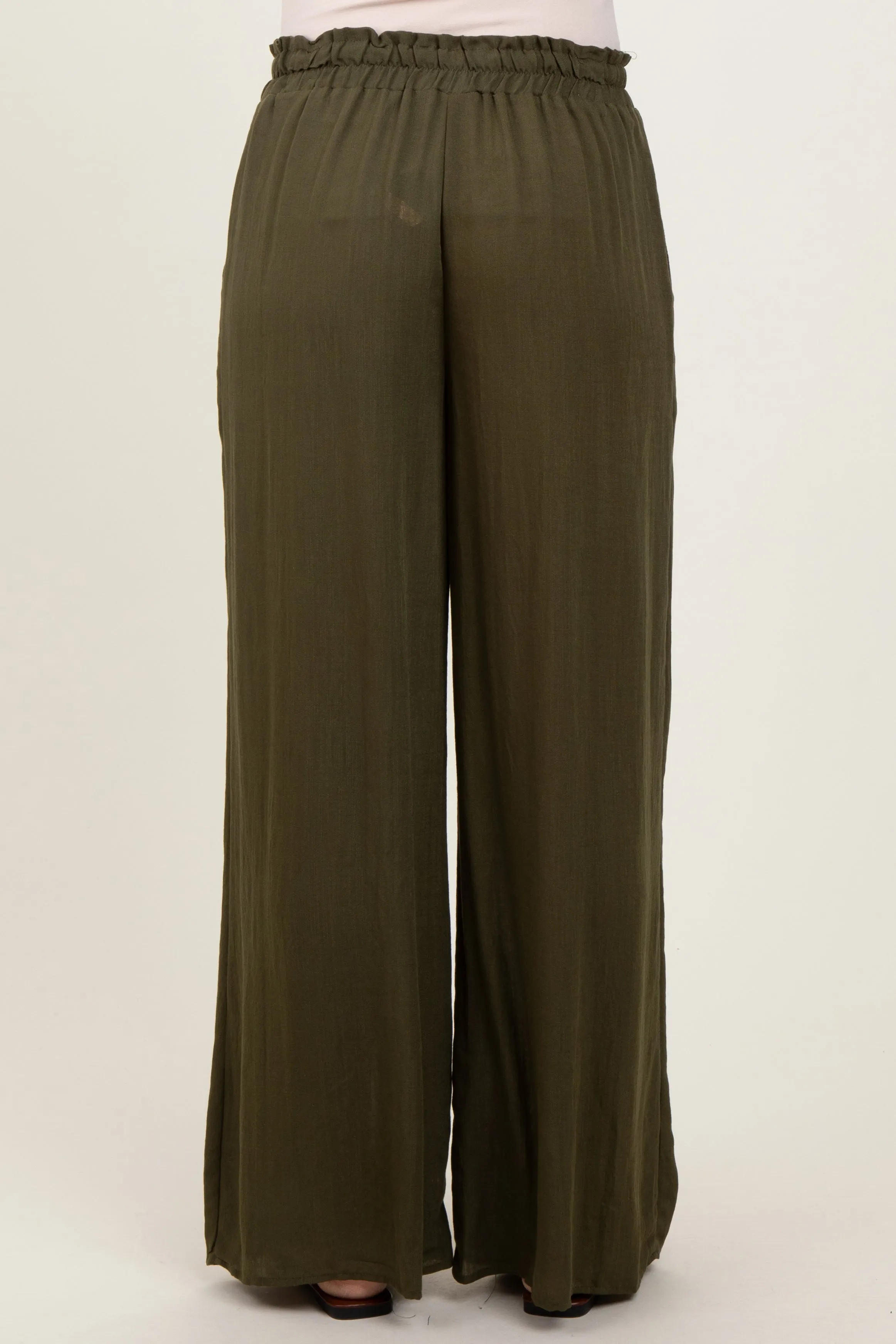 Olive Ruffled Drawstring Waist Wide Leg Pants sold by Pinkblush product image thumbnail 5