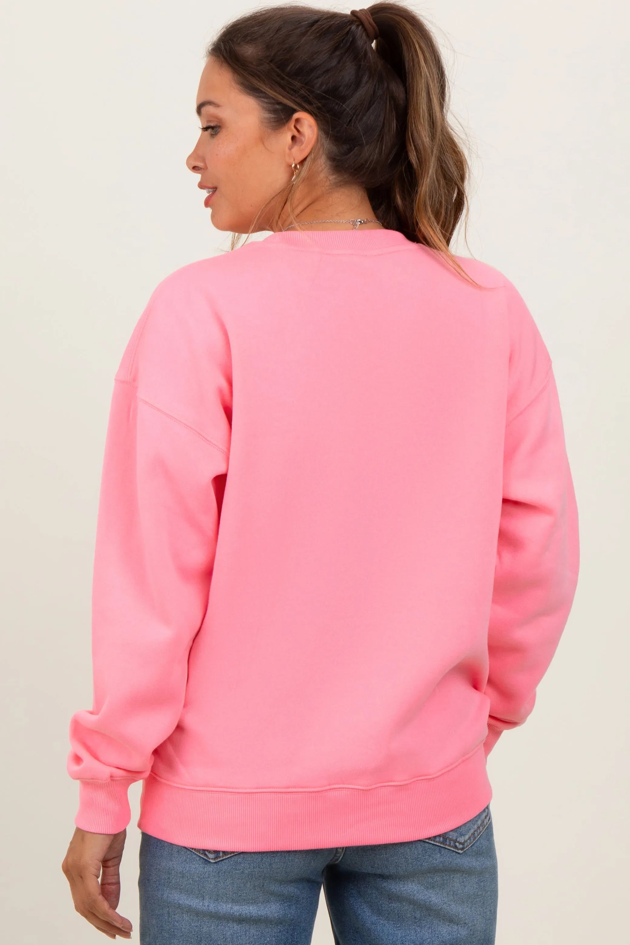 Pink Fleece Crew Neck Relaxed Fit Maternity Sweatshirt sold by Pinkblush product image thumbnail 3