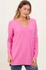 Pink Coral Front Seam V-Neck Side Slit Sweater sold by Pinkblush