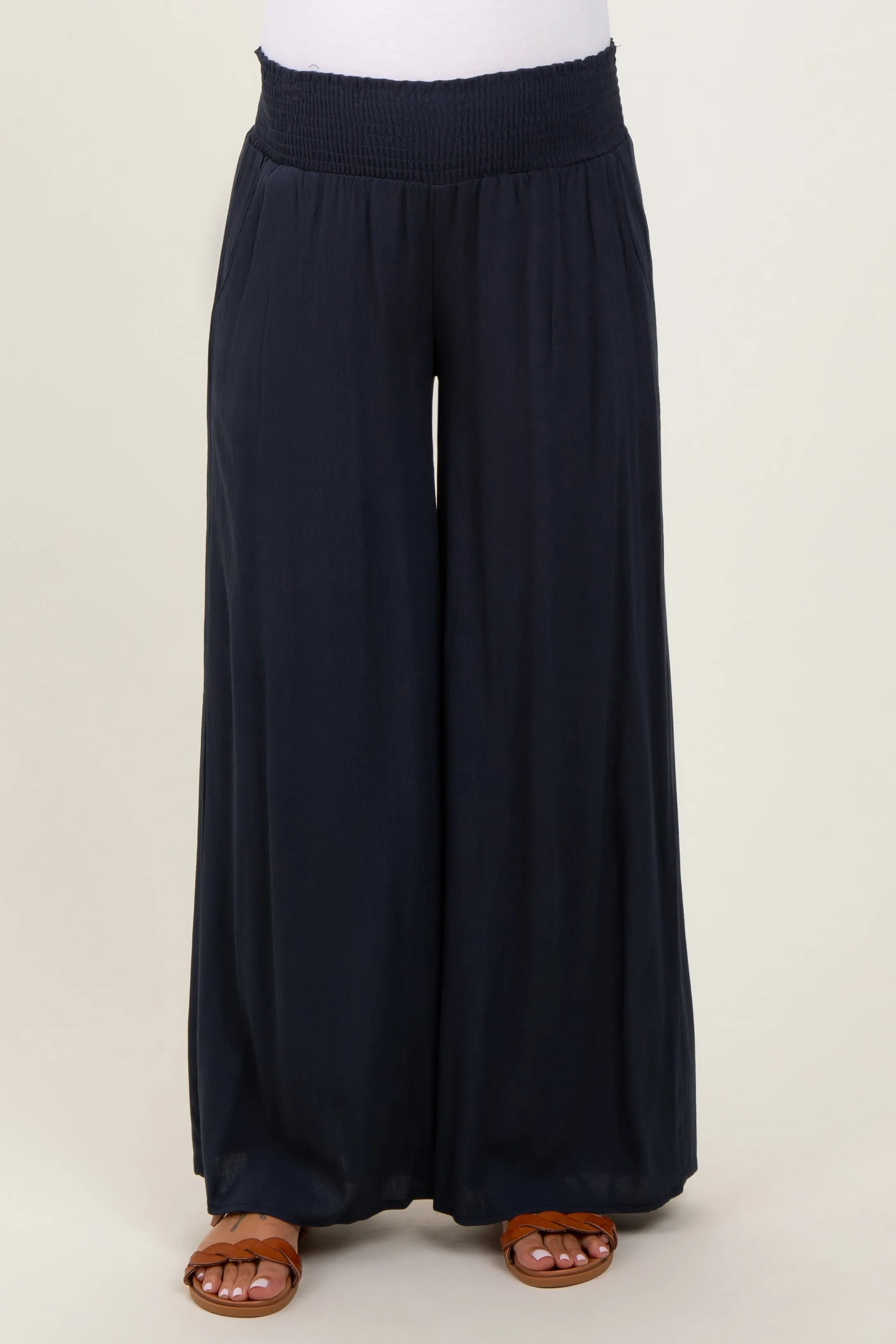 Charcoal Wide Smock Waist Maternity Pants sold by Pinkblush product image thumbnail 3