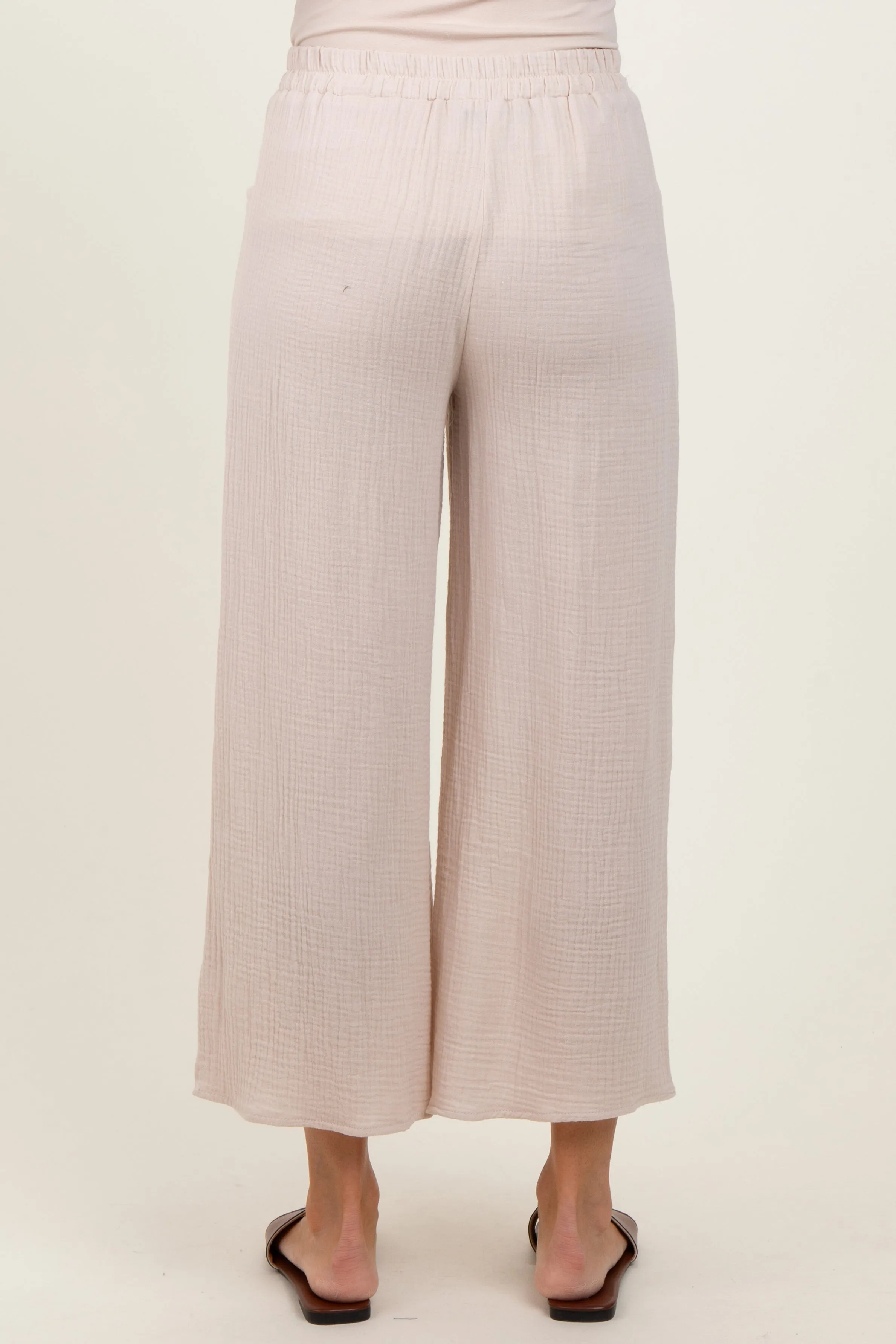 Cream Cotton Gauze Wide Leg Pants sold by Pinkblush product image thumbnail 5