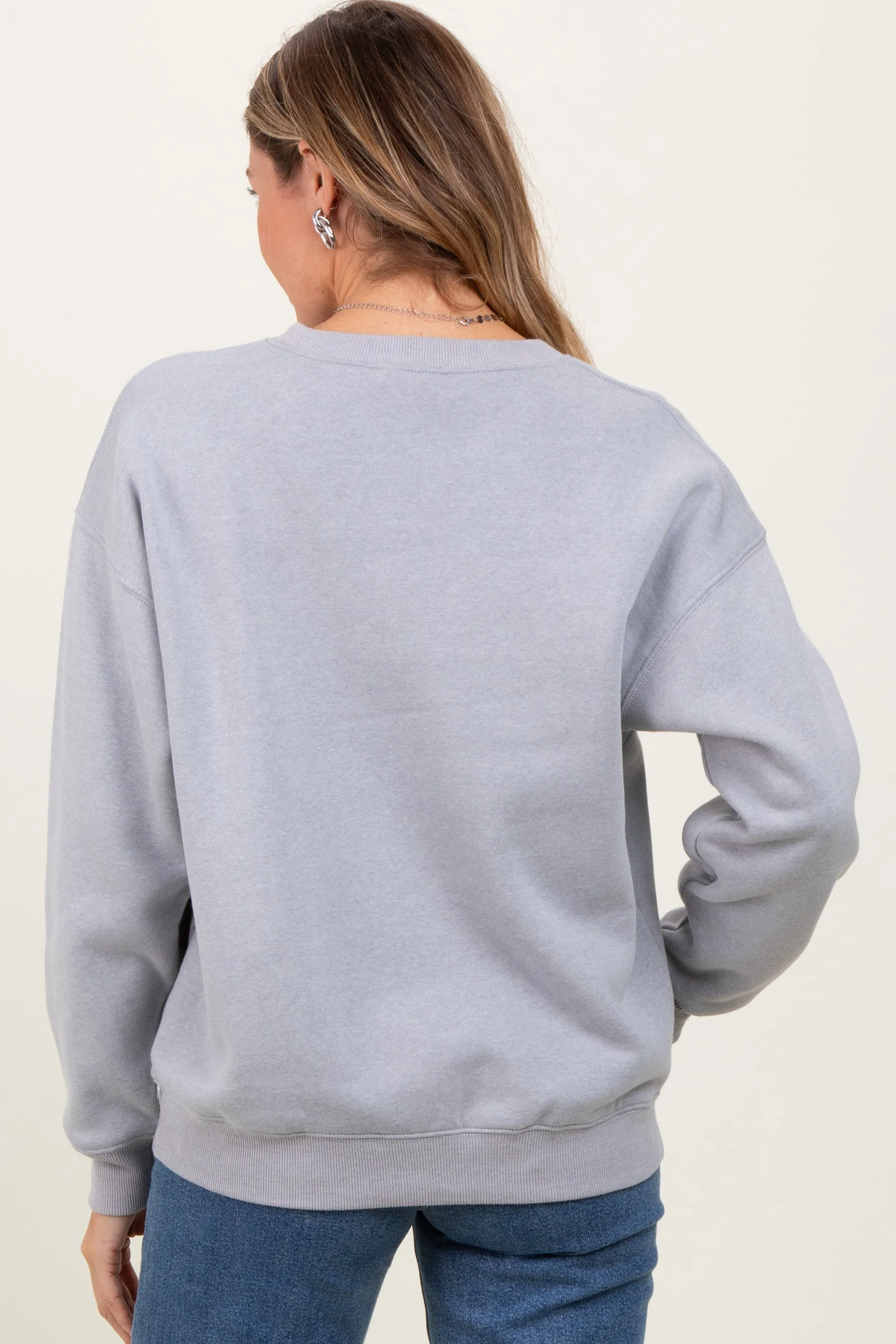 Heather Grey Basic Fleece Crewneck Sweatshirt sold by Pinkblush product image thumbnail 4