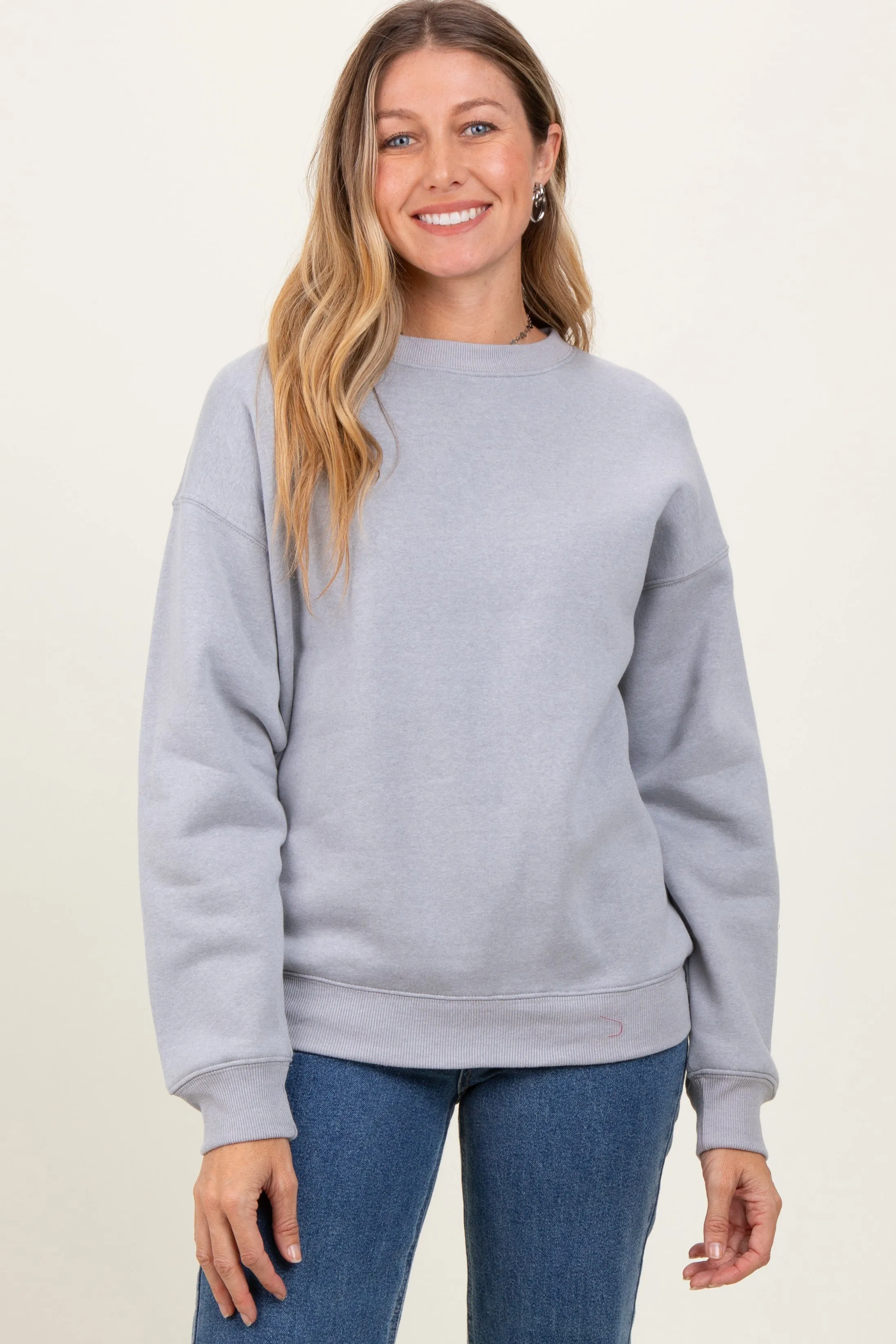 Heather Grey Basic Fleece Crewneck Sweatshirt sold by Pinkblush