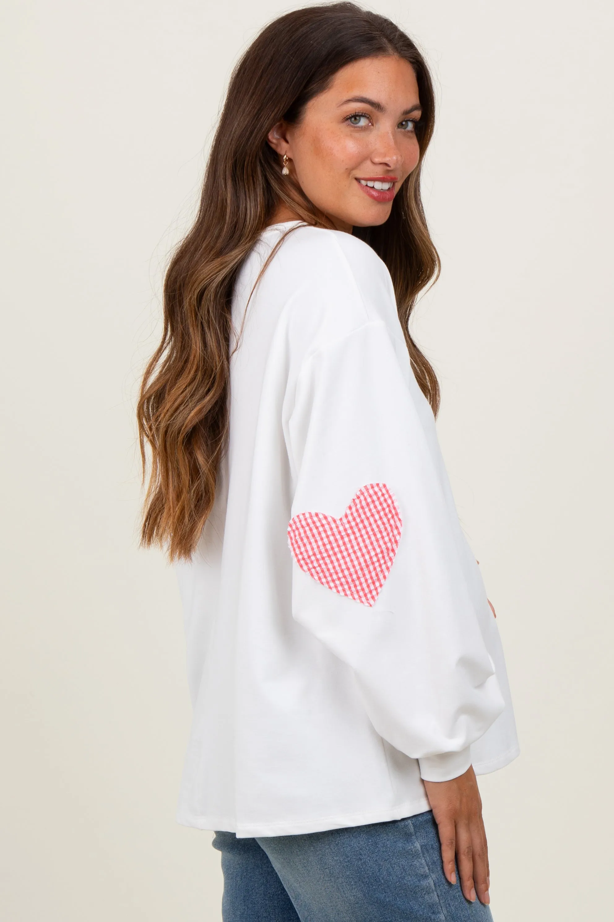 Ivory Solid Long Sleeve Heart Patch Maternity Top sold by Pinkblush product image thumbnail 3
