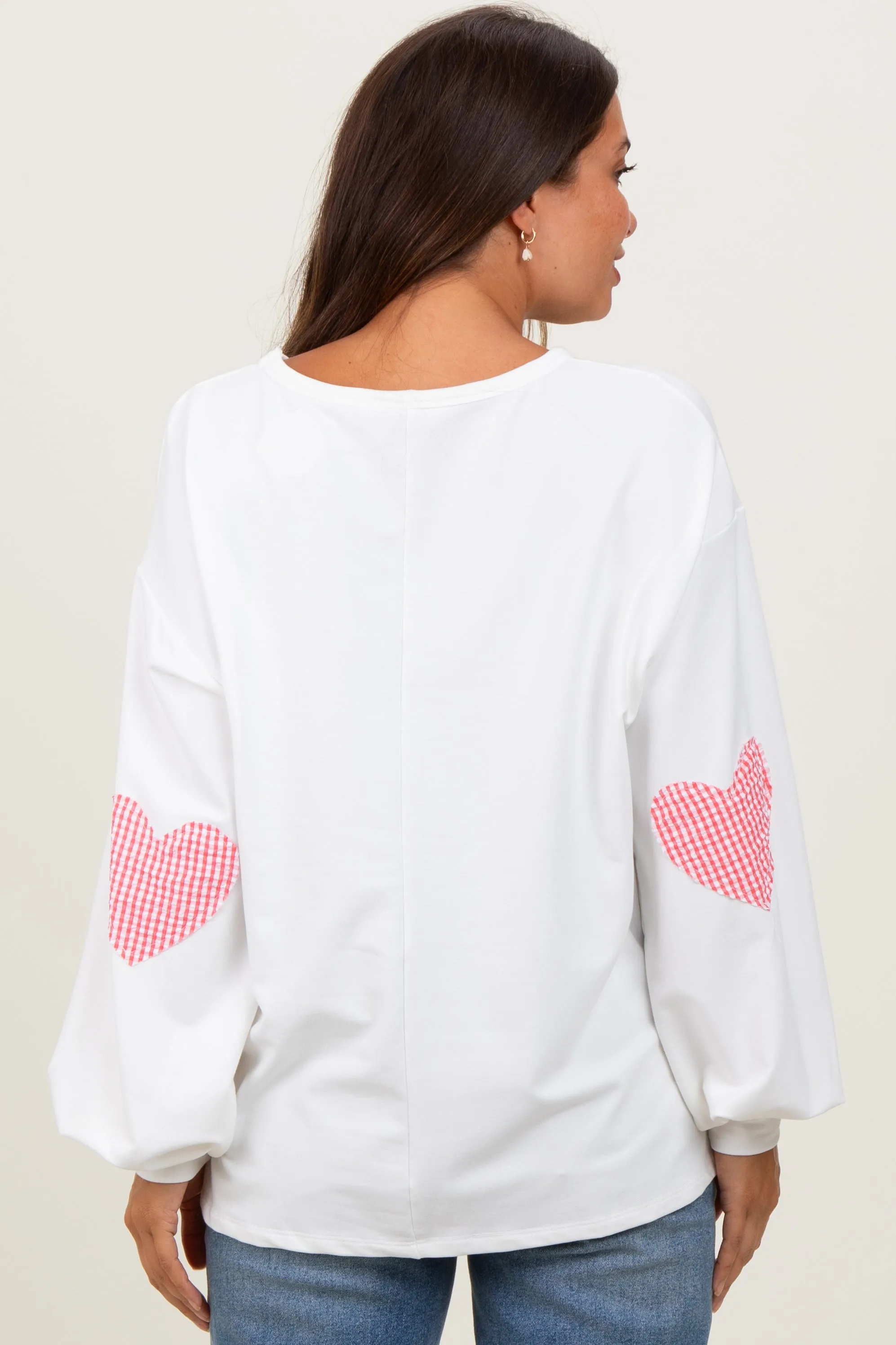 Ivory Solid Long Sleeve Heart Patch Maternity Top sold by Pinkblush product image thumbnail 4