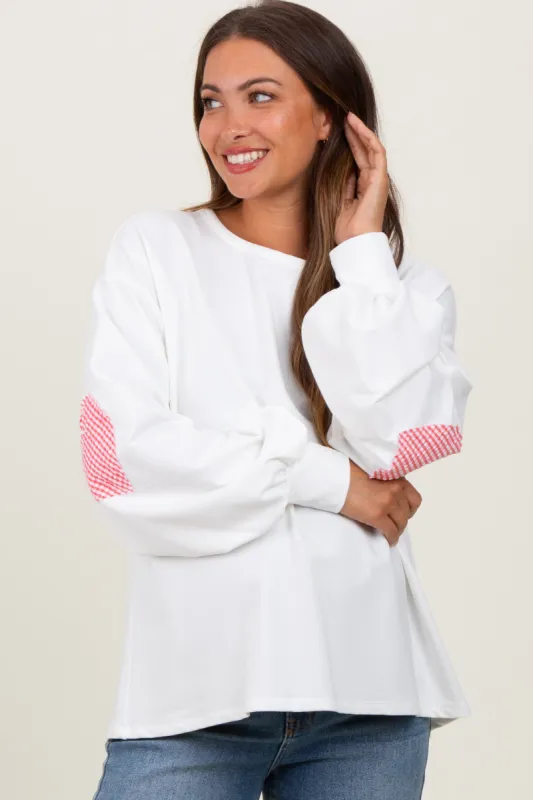 Ivory Solid Long Sleeve Heart Patch Maternity Top sold by Pinkblush
