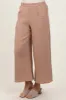 Light Taupe Cotton Gauze Wide Leg Pants sold by Pinkblush