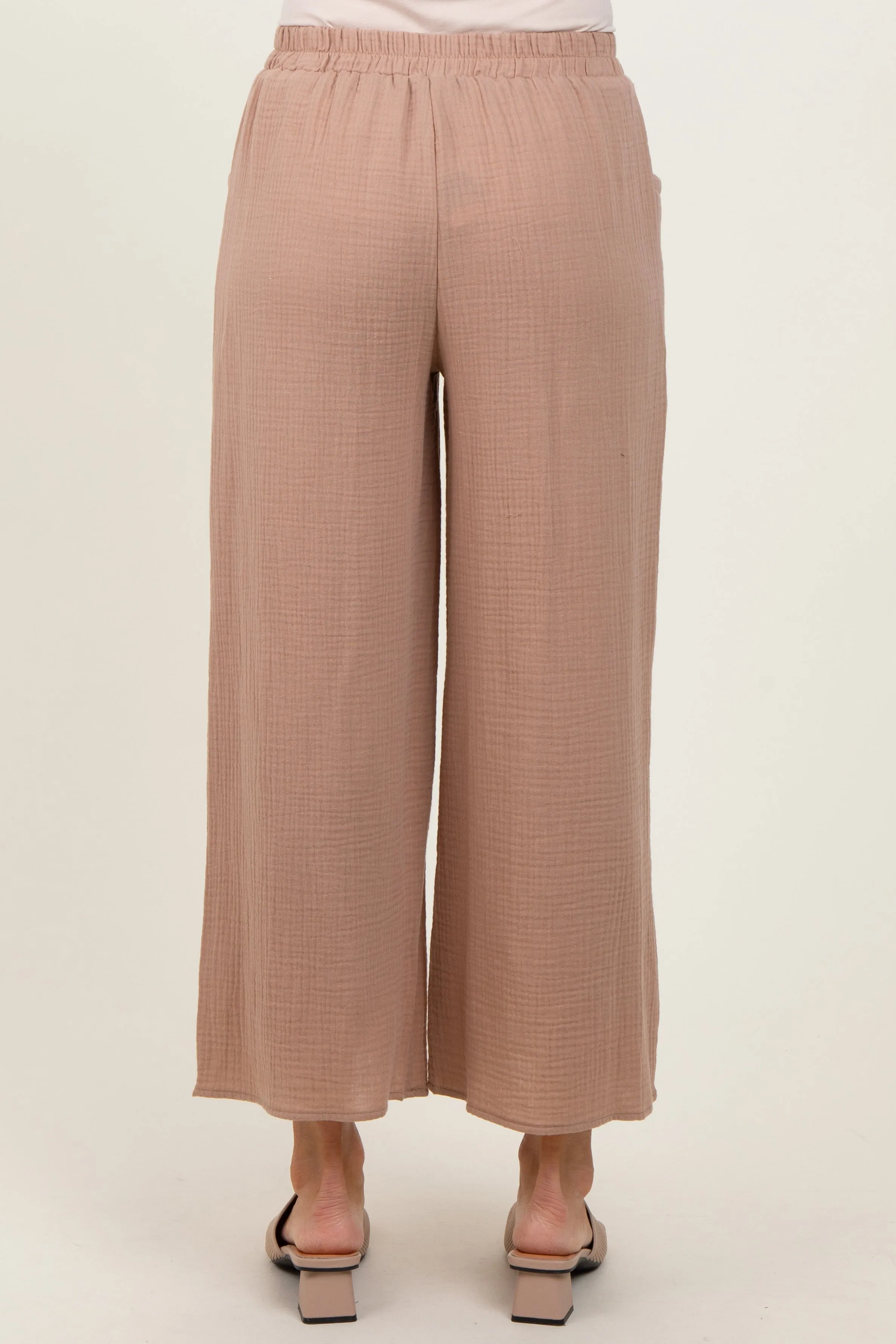 Light Taupe Cotton Gauze Wide Leg Pants sold by Pinkblush product image thumbnail 5
