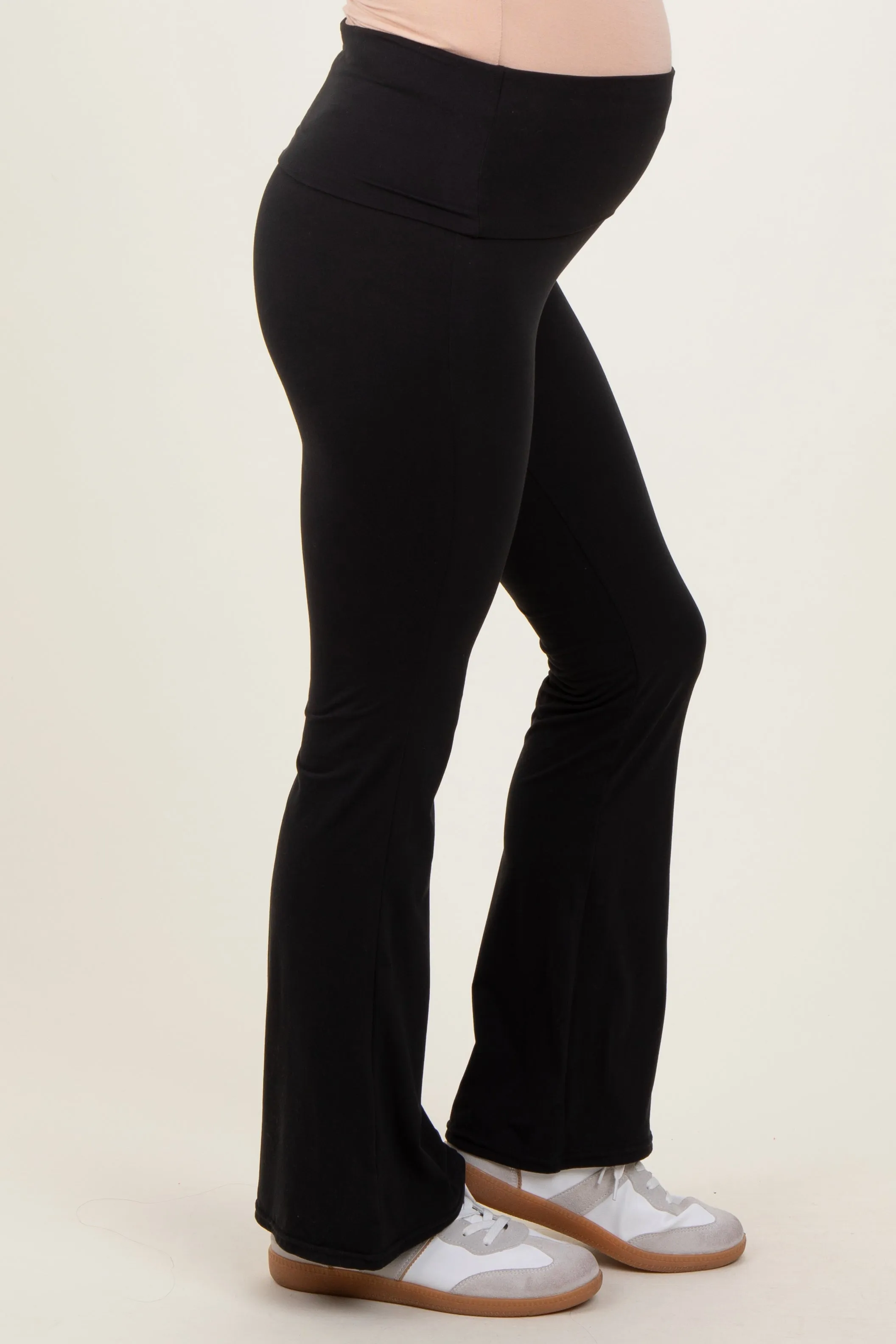 Black Fold Over Waistband Maternity Flared Pants sold by Pinkblush product image thumbnail 4
