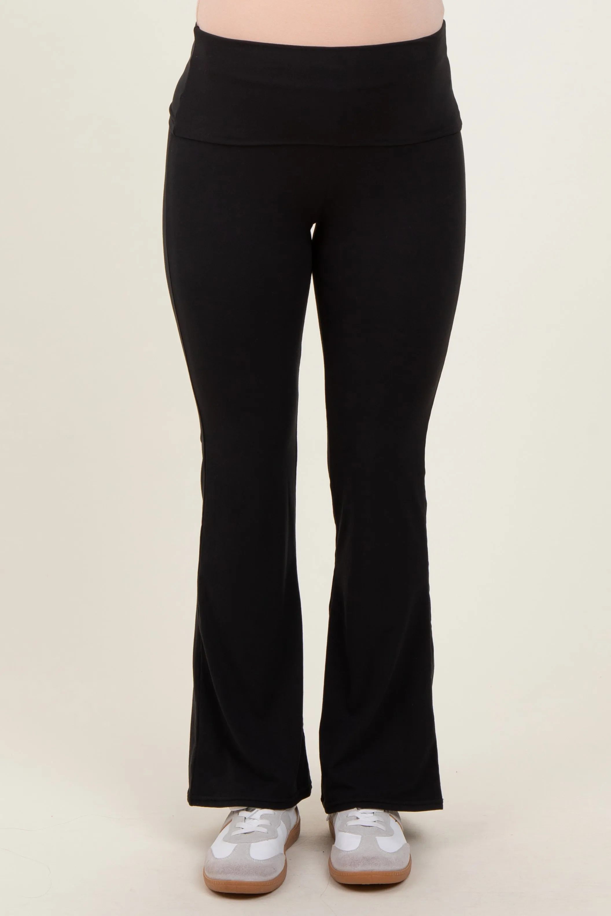 Black Fold Over Waistband Maternity Flared Pants sold by Pinkblush product image thumbnail 3