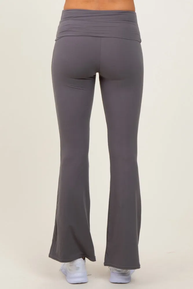 Grey Fold Over Waistband Flared Pants sold by Pinkblush product image thumbnail 5