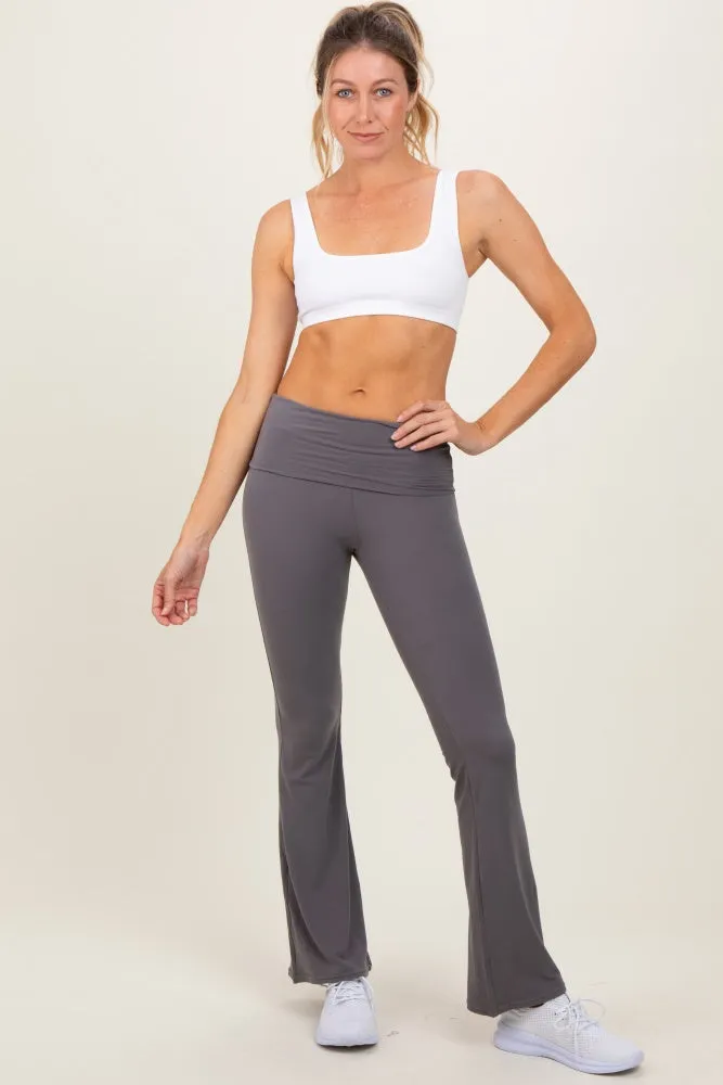 Grey Fold Over Waistband Flared Pants sold by Pinkblush product image thumbnail 2