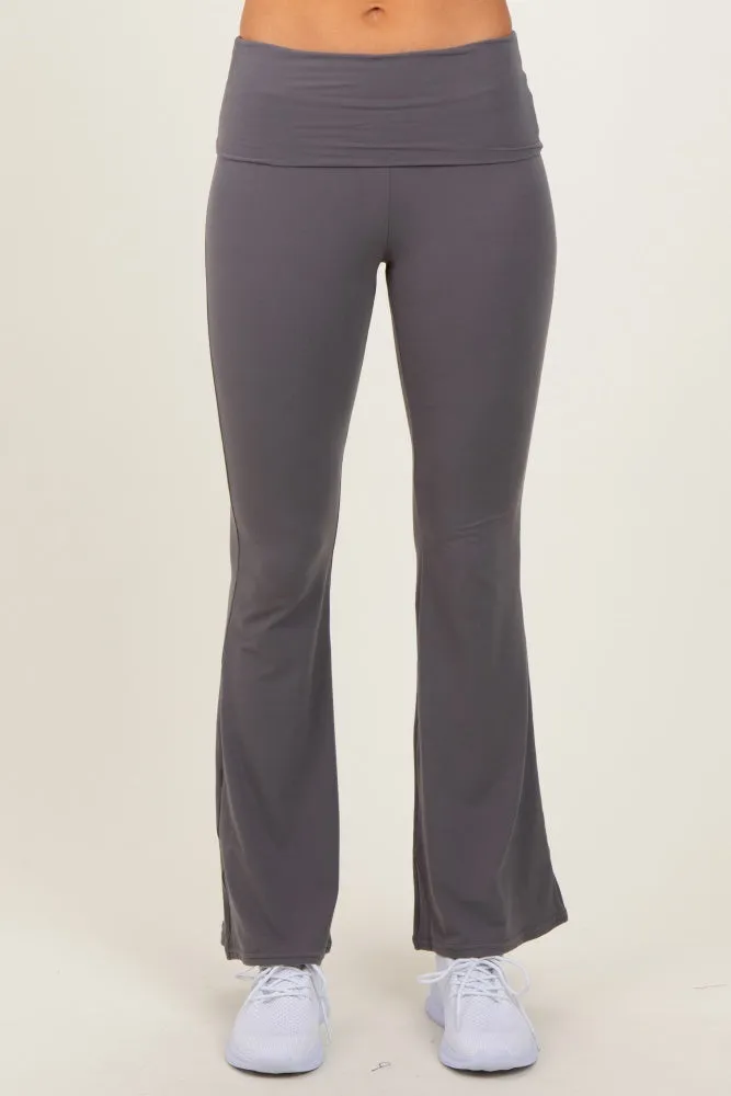 Grey Fold Over Waistband Flared Pants sold by Pinkblush product image thumbnail 3