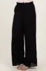 Black Ruffled Drawstring Waist Wide Leg Pants sold by Pinkblush