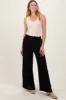 Black Ruffled Drawstring Waist Wide Leg Pants sold by Pinkblush