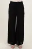 Black Ruffled Drawstring Waist Wide Leg Pants sold by Pinkblush