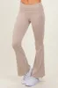Cream Fold Over Waistband Flared Pants sold by Pinkblush