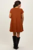 Rust French Terry Basic Short Sleeve Maternity Mini Dress sold by Pinkblush