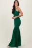 Forest Green Ruched Mesh One Shoulder Maxi Dress sold by Pinkblush