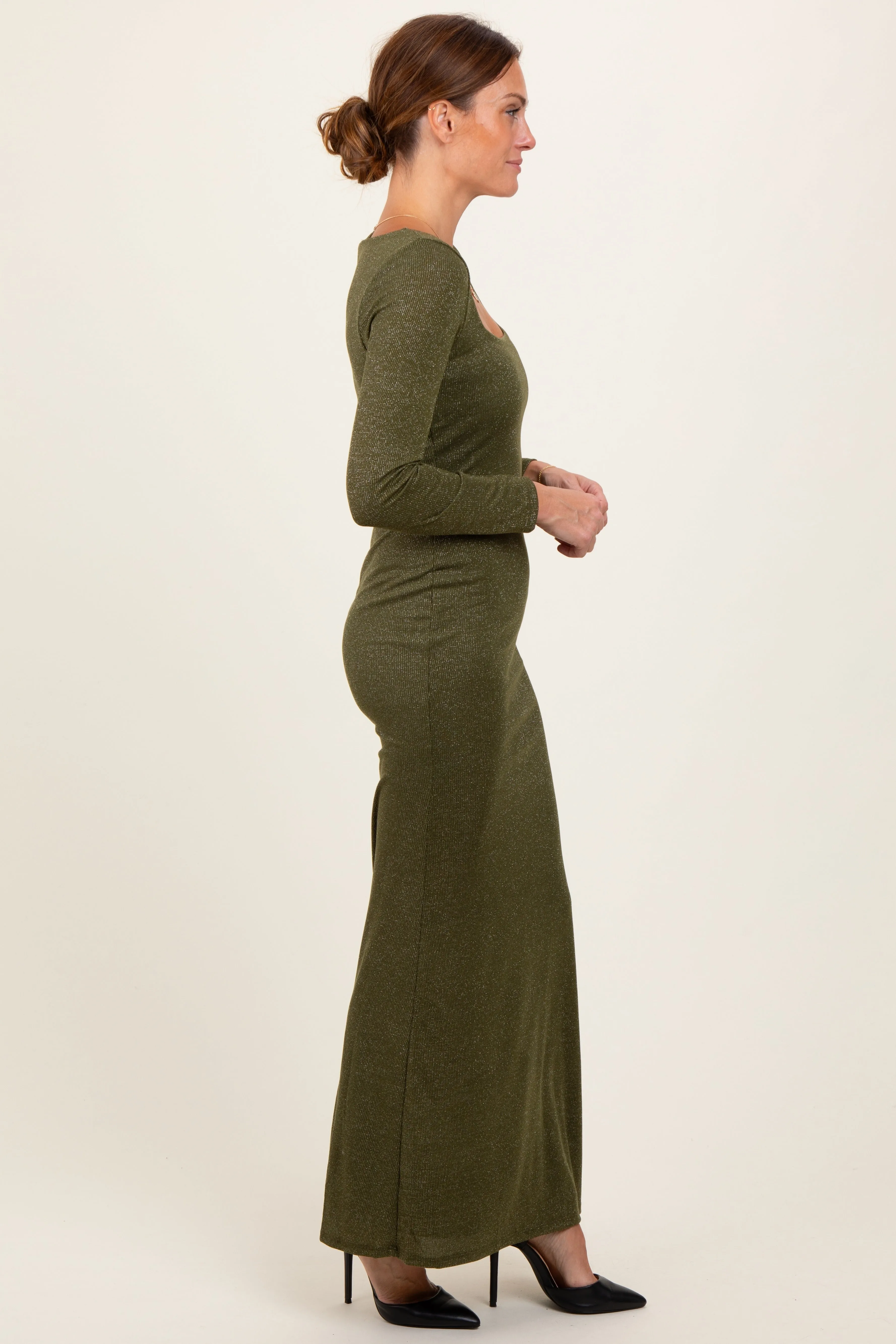 Olive Basic Square Neck Long Sleeve Maxi Dress sold by Pinkblush product image thumbnail 2