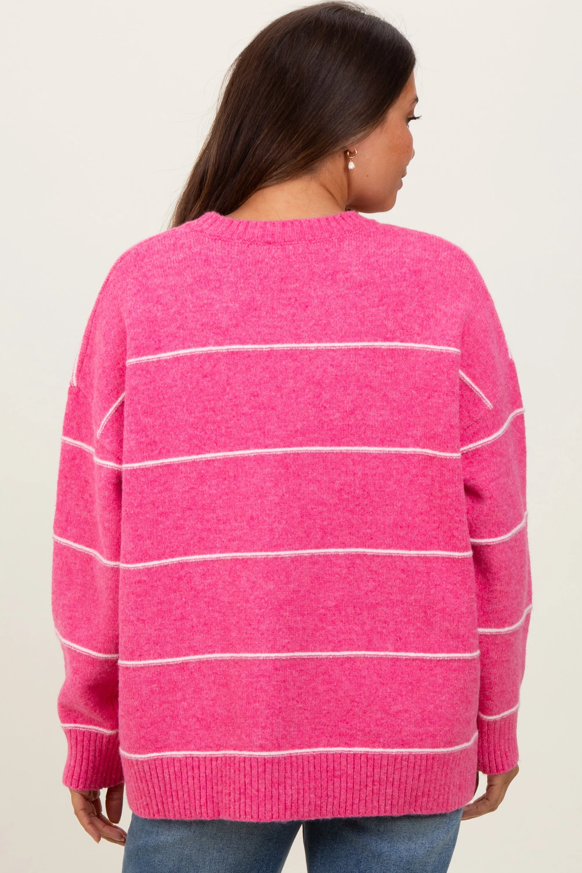 Pink Striped Drop Shoulder Maternity Sweater sold by Pinkblush product image thumbnail 3