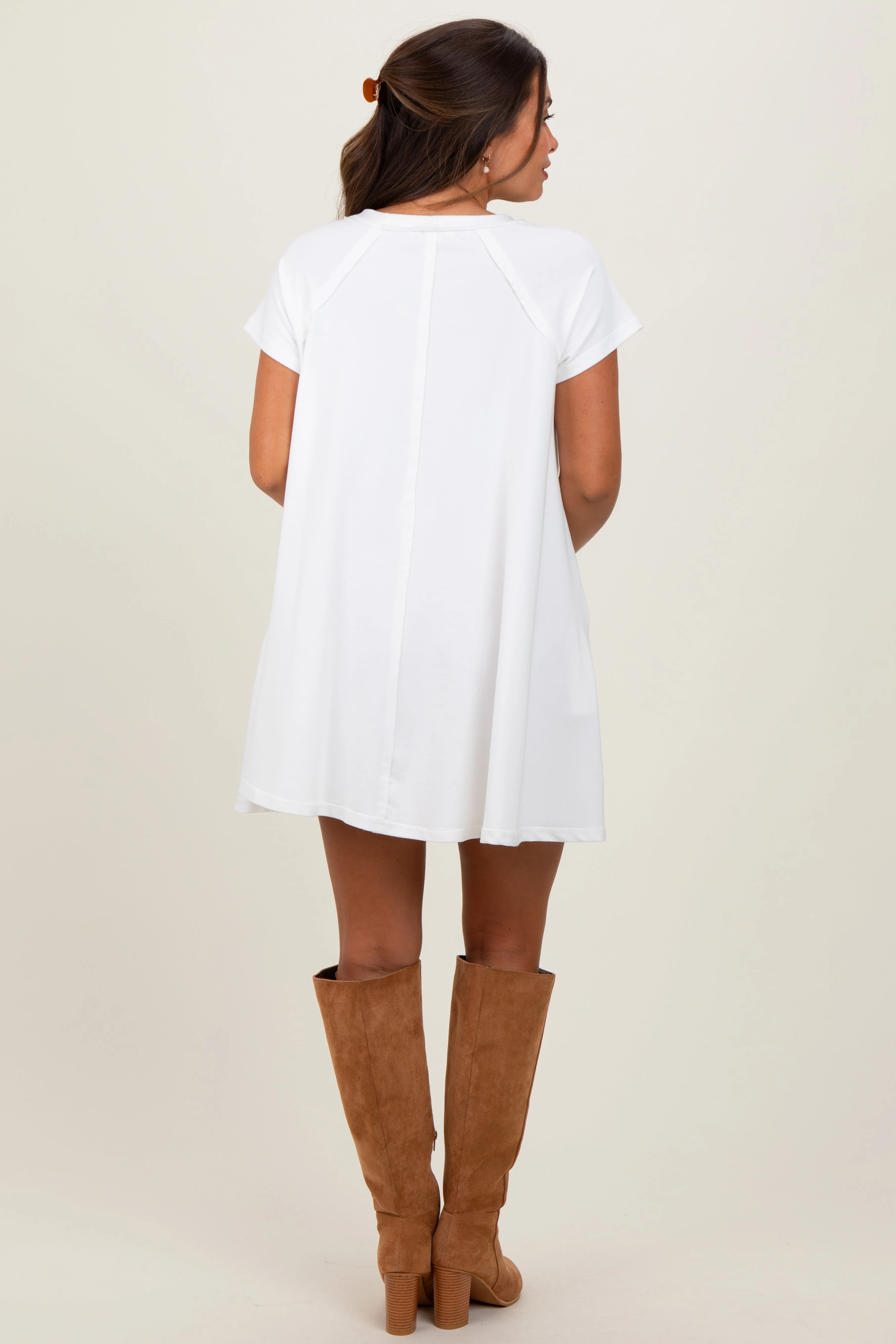 Ivory French Terry Basic Short Sleeve Maternity Mini Dress sold by Pinkblush product image thumbnail 2