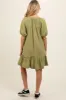 Light Olive Button Front Short Puff Sleeve Maternity Dress sold by Pinkblush