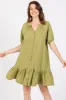 Light Olive Button Front Short Puff Sleeve Maternity Dress sold by Pinkblush