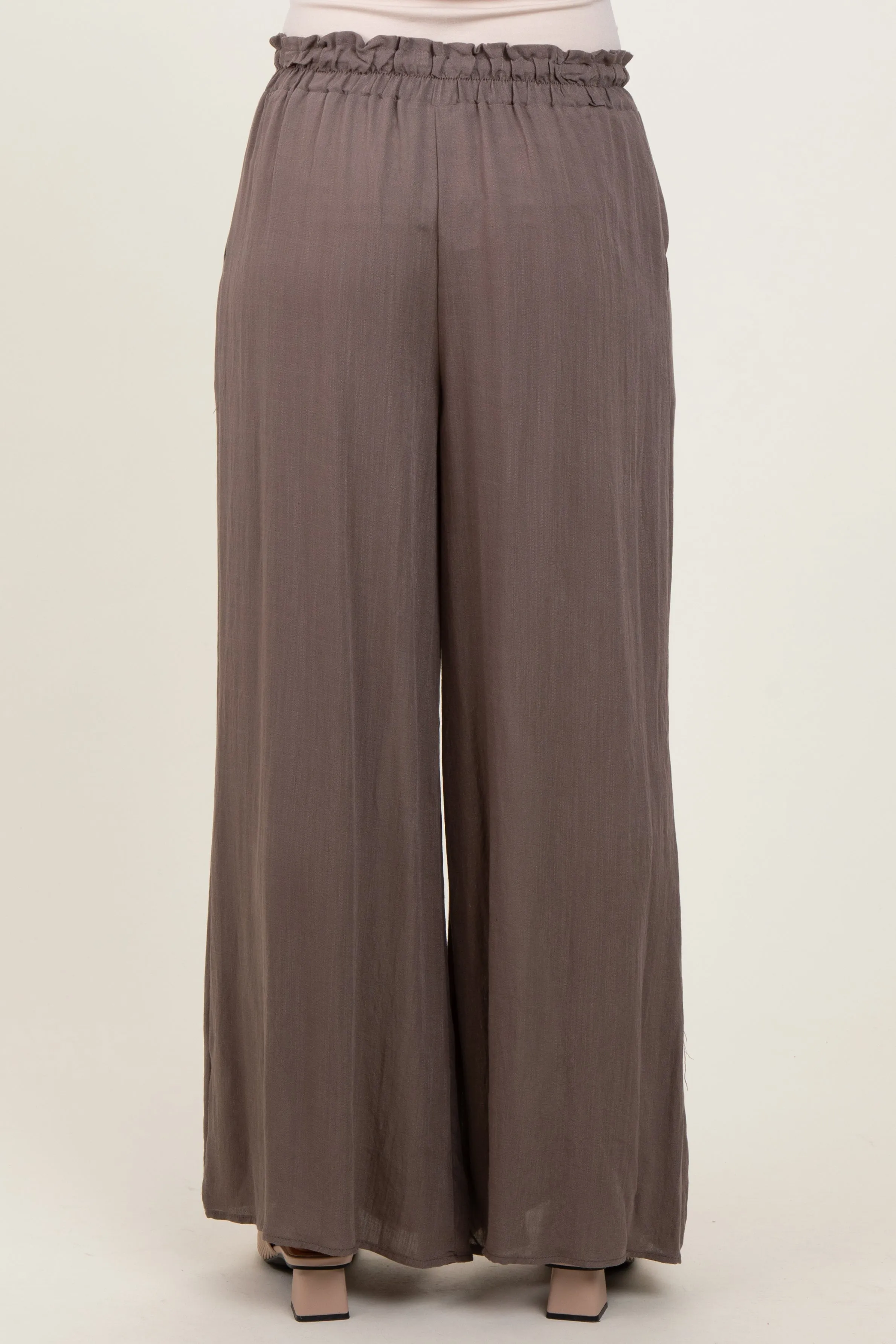 Mocha Ruffled Drawstring Waist Wide Leg Pants sold by Pinkblush product image thumbnail 5