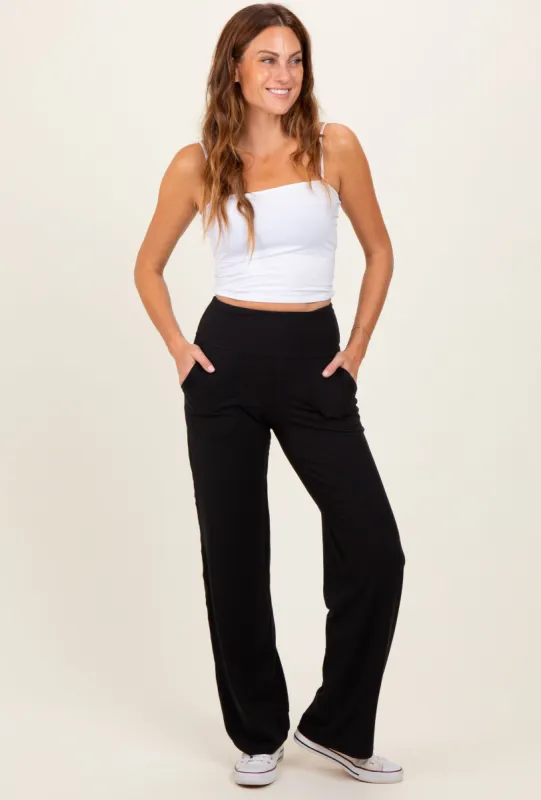 Black Straight Leg Yoga Pants sold by Pinkblush