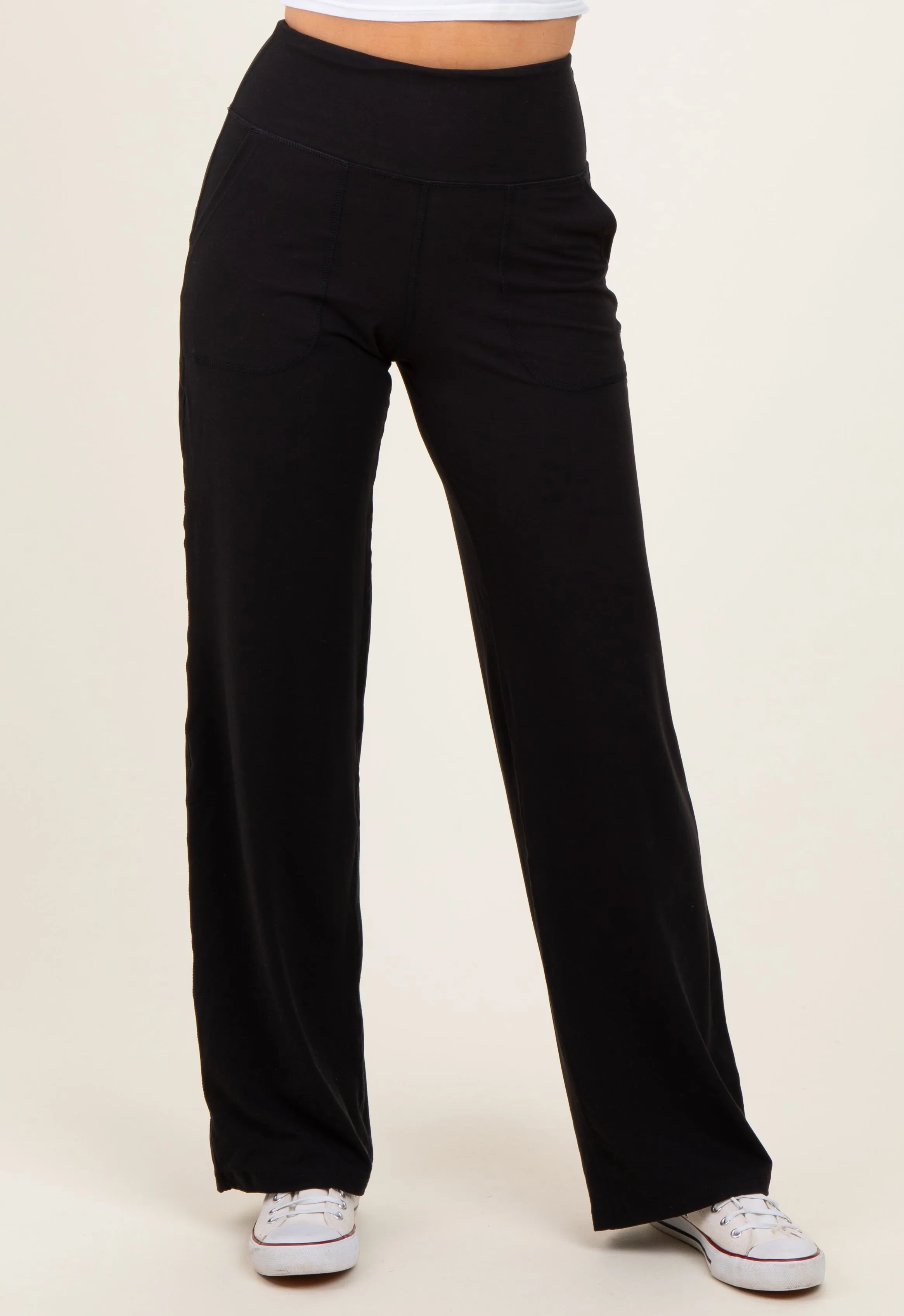 Black Straight Leg Yoga Pants sold by Pinkblush product image thumbnail 3