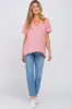 Pink Basic Rolled Short Sleeve Maternity Top sold by Pinkblush