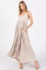 Beige Tiered Sleeveless Maternity Maxi Dress sold by Pinkblush