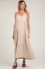 Beige Tiered Sleeveless Maternity Maxi Dress sold by Pinkblush