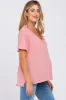 Pink Basic Rolled Short Sleeve Maternity Top sold by Pinkblush