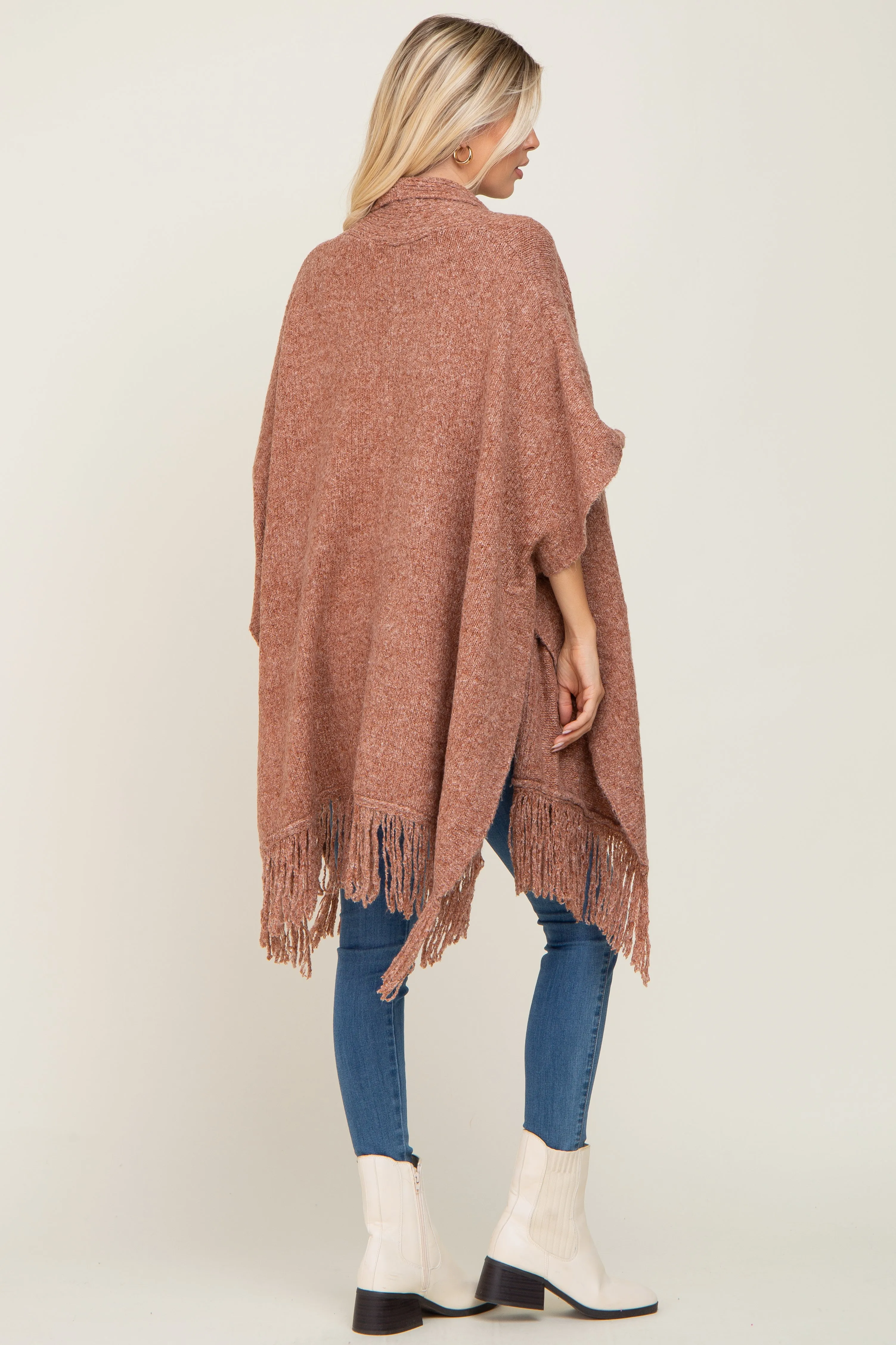 Rust Oversized Fringe Shawl Cardigan sold by Pinkblush product image thumbnail 3