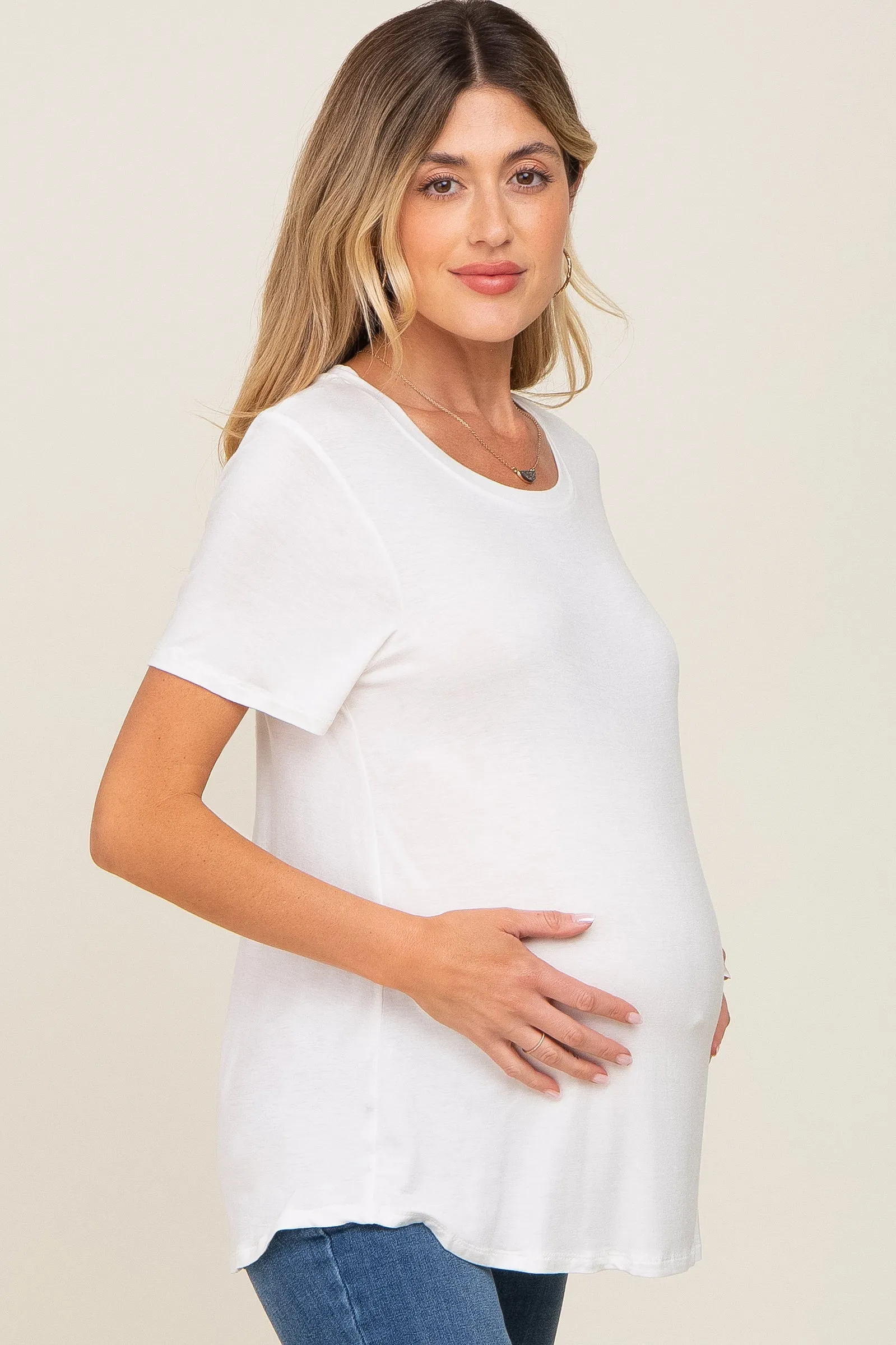 White Basic Maternity Tee sold by Pinkblush product image thumbnail 2