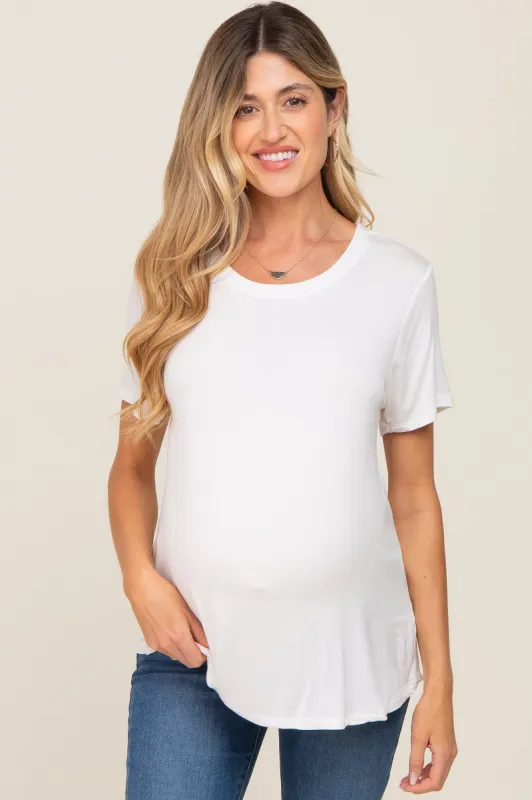White Basic Maternity Tee sold by Pinkblush