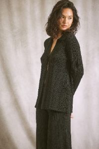 Black Textured Knit Front Tie Top sold by Pinkblush