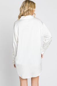 White Satin Button Up Blouse sold by Pinkblush