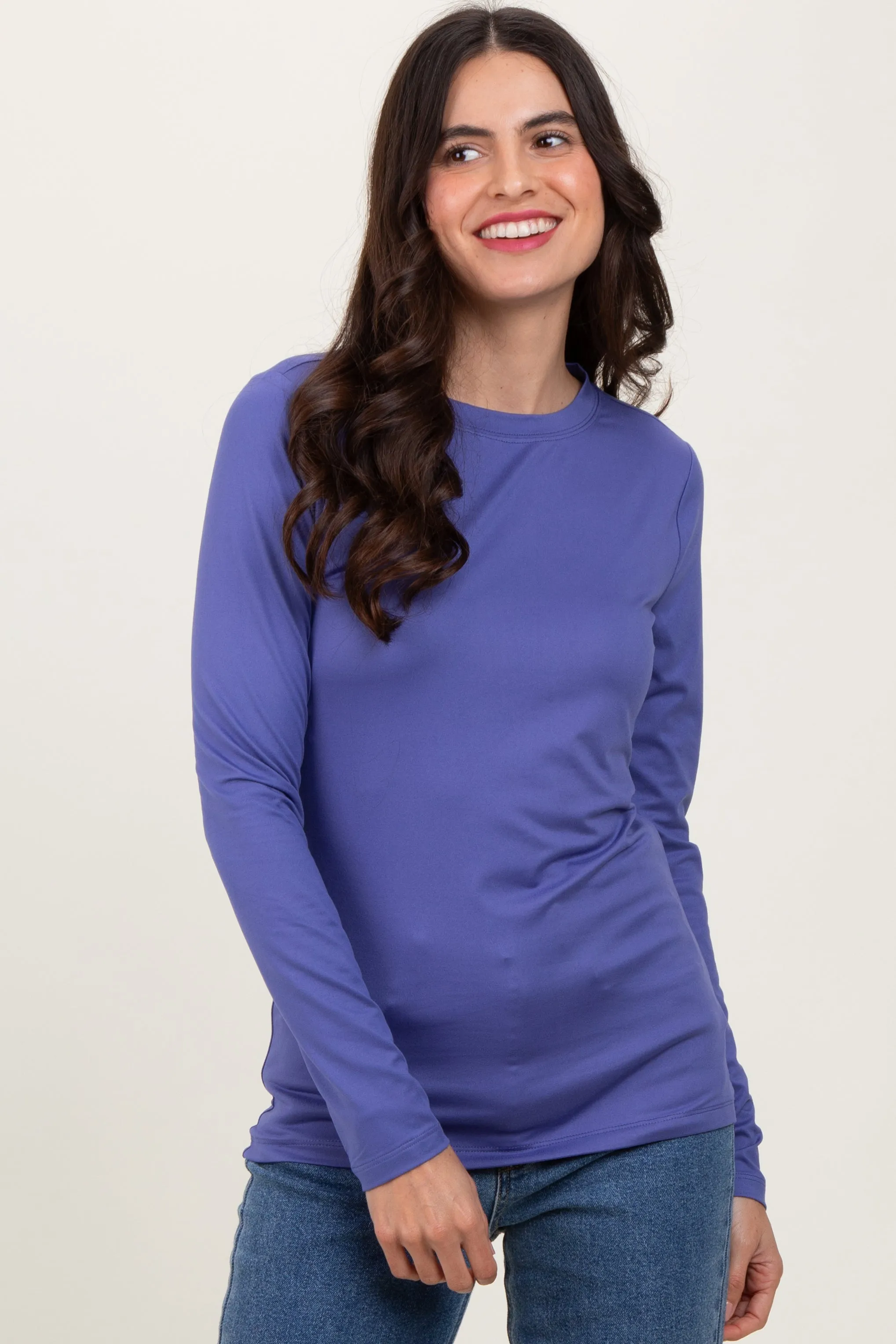Periwinkle Basic Long Sleeve Maternity Top sold by Pinkblush product image thumbnail 5