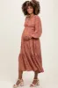Mauve Floral Button Maternity Maxi Dress sold by Pinkblush