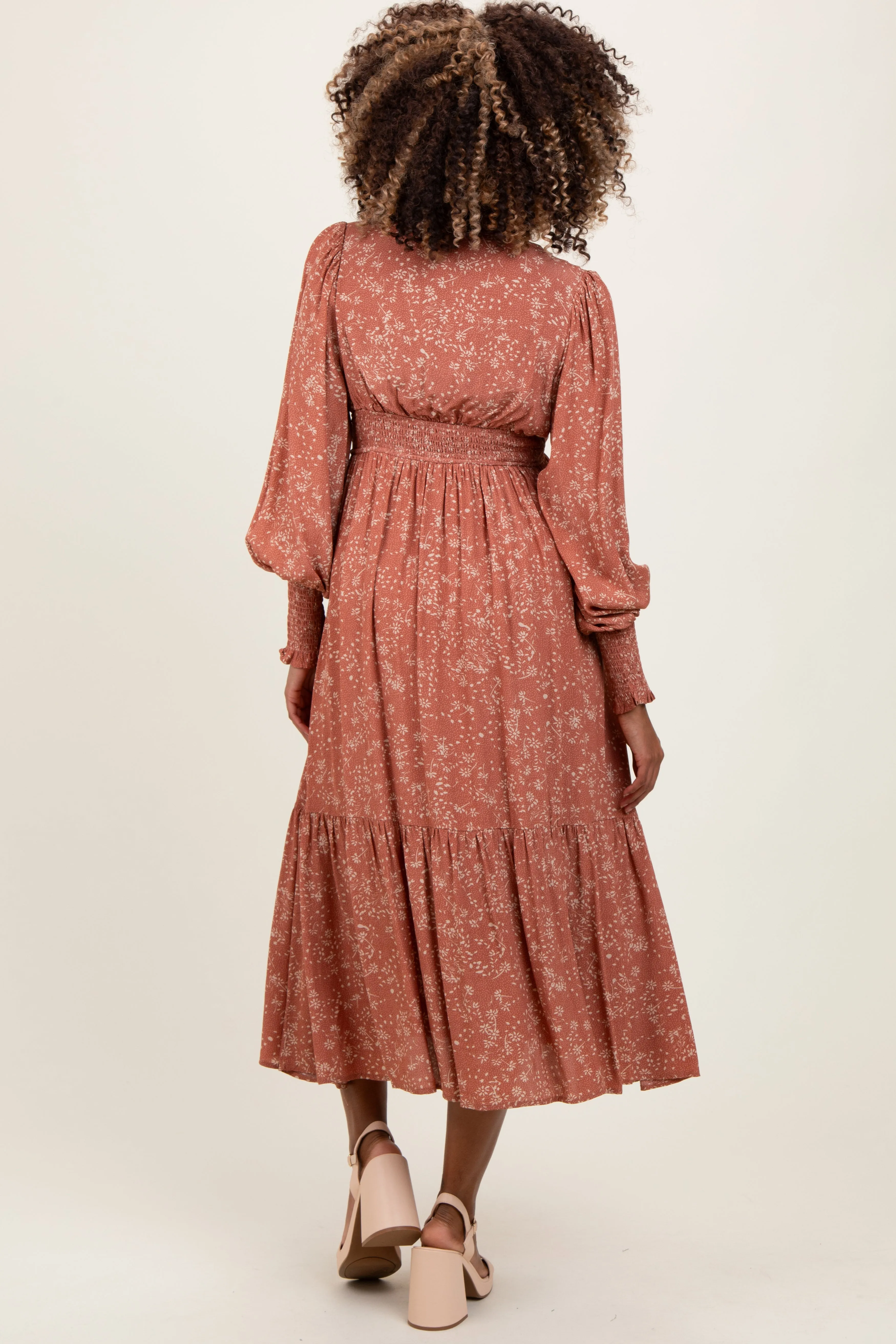 Mauve Floral Button Maternity Maxi Dress sold by Pinkblush product image thumbnail 3