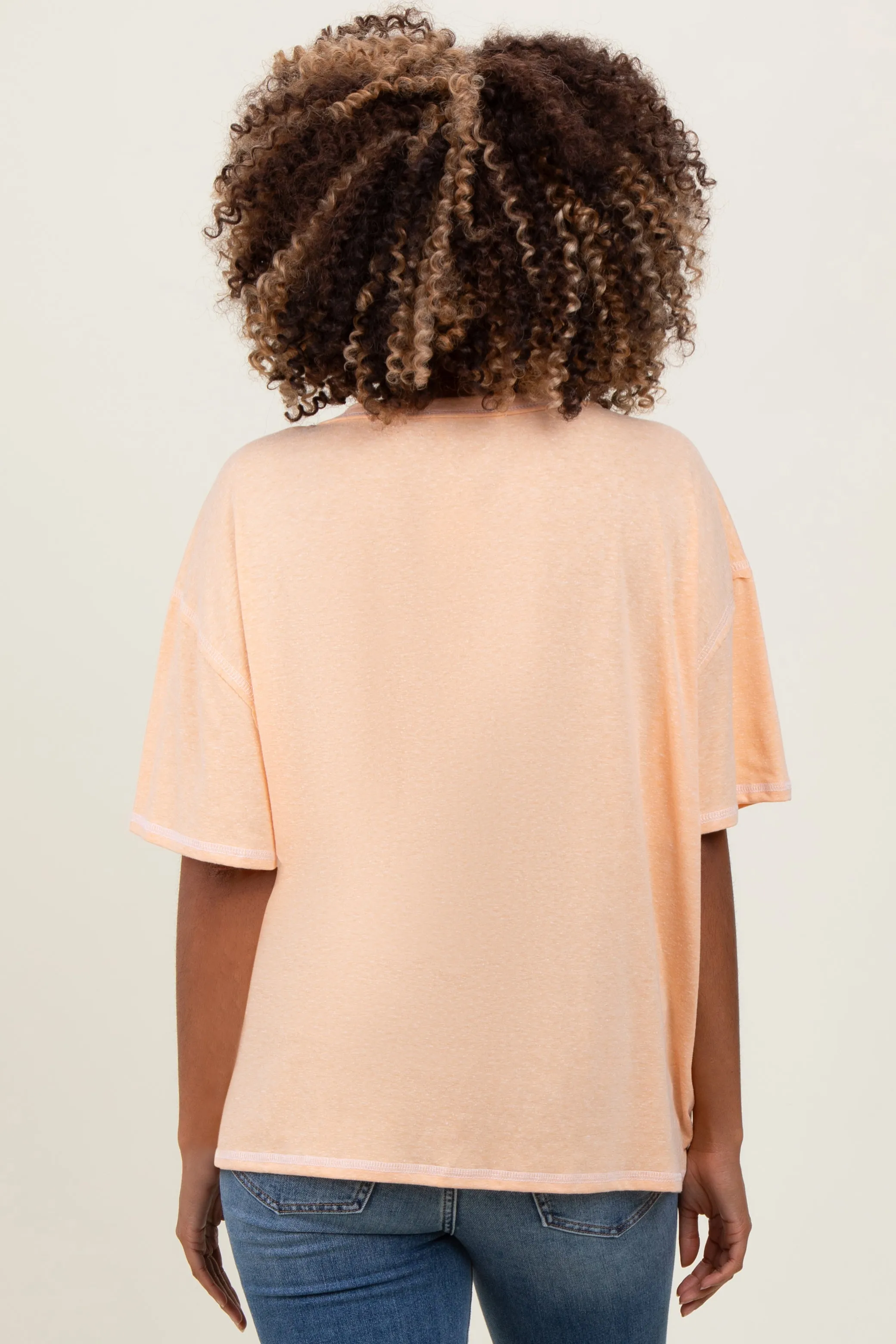 Peach Solid Tri-Blend Short Sleeve Maternity Tunic Top sold by Pinkblush product image thumbnail 2